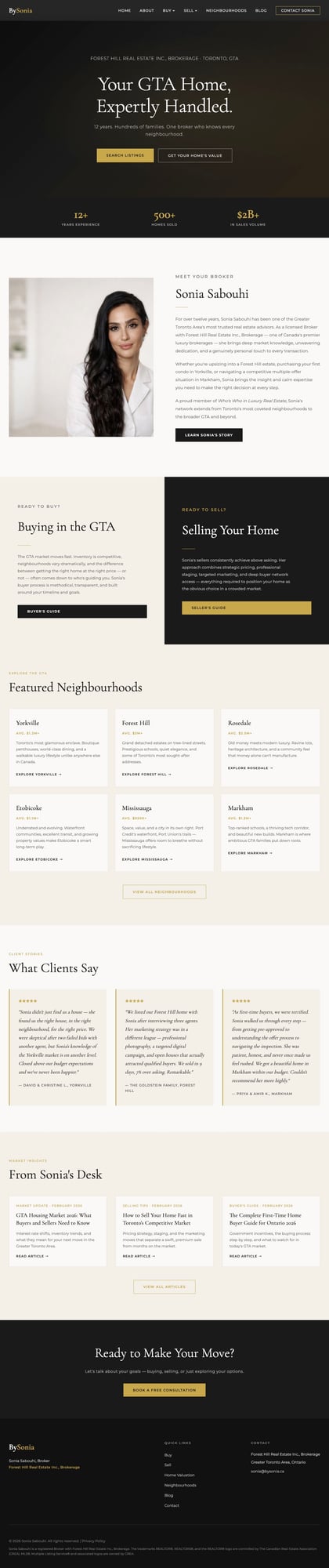 BySonia.ca real estate website preview