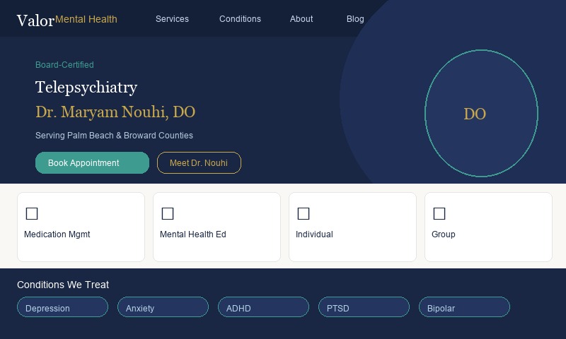 Valor Mental Health website preview
